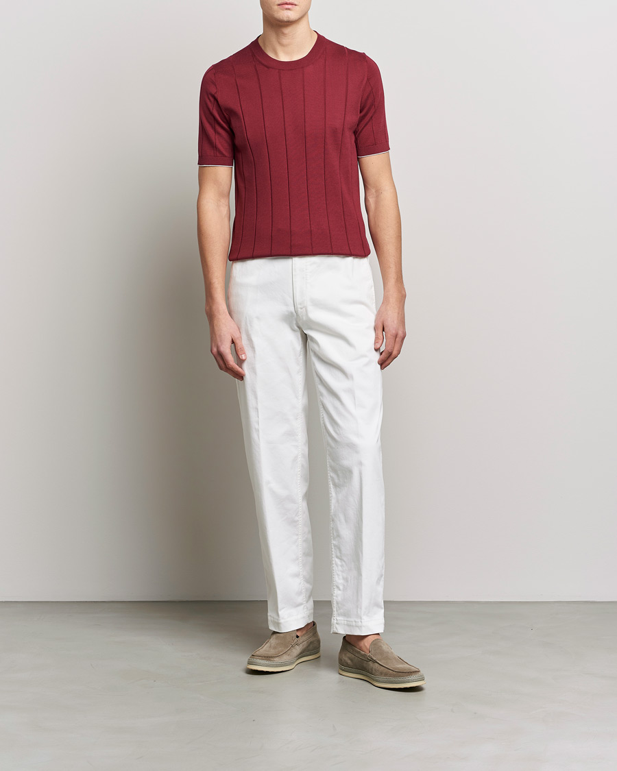 Mies | T-paidat | Brunello Cucinelli | Rib Knitted T-Shirt Burgundy