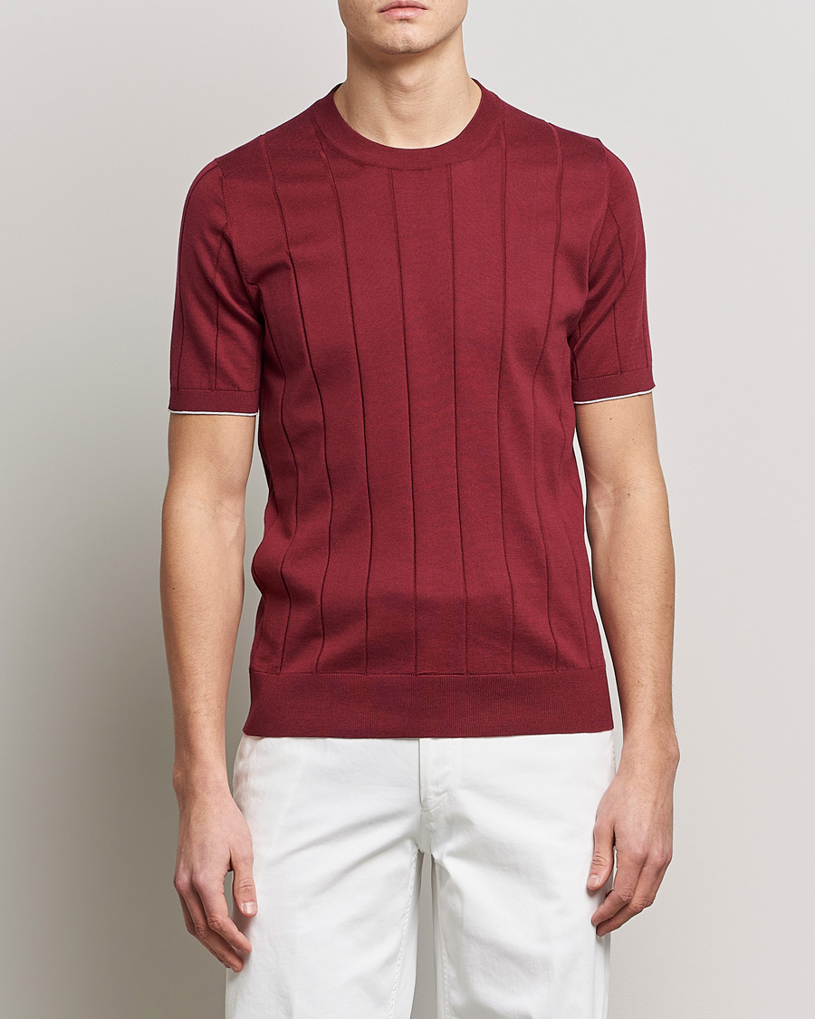Mies | Brunello Cucinelli | Brunello Cucinelli | Rib Knitted T-Shirt Burgundy