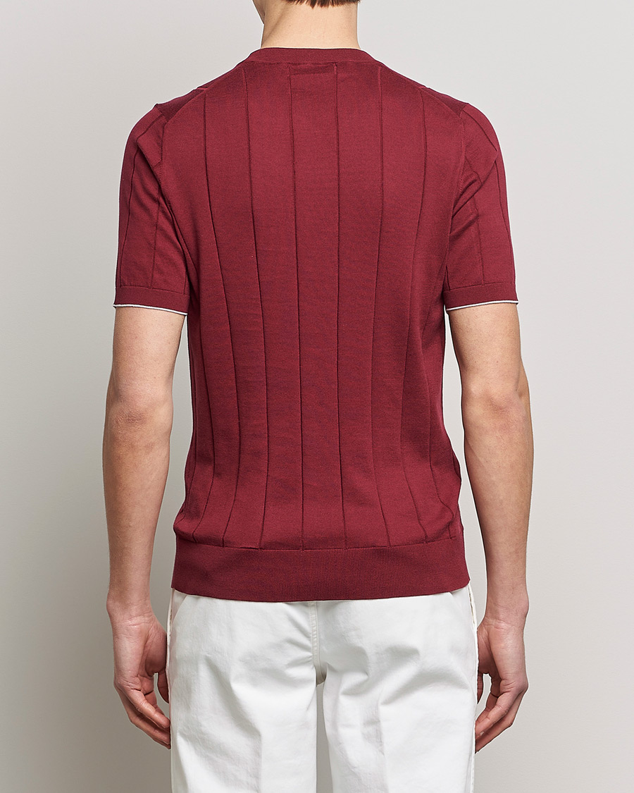 Mies | T-paidat | Brunello Cucinelli | Rib Knitted T-Shirt Burgundy