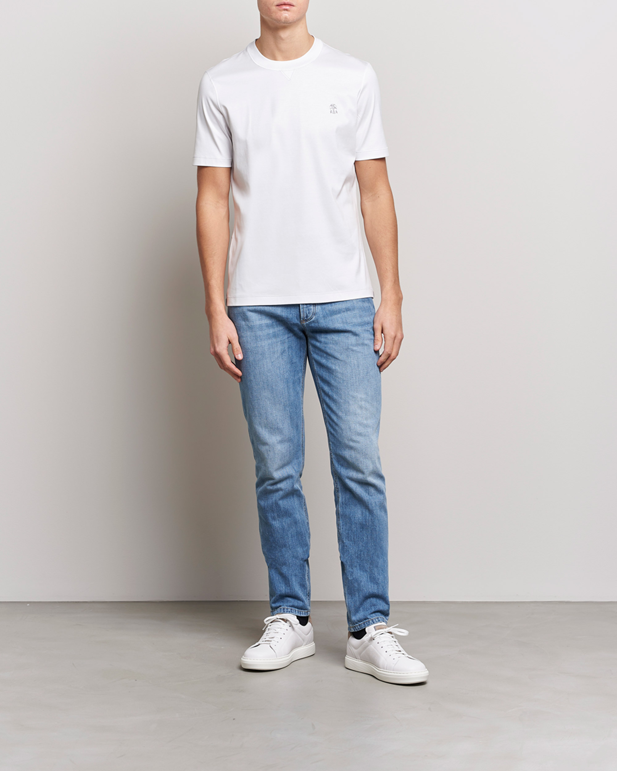 Mies | T-paidat | Brunello Cucinelli | Short Sleeve Logo T-shirt White