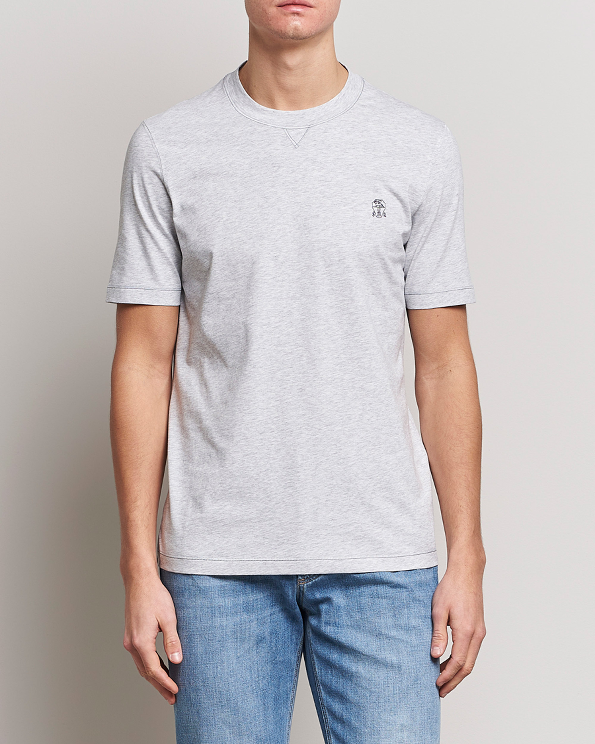 Mies | Brunello Cucinelli | Brunello Cucinelli | Short Sleeve Logo T-shirt Light Grey