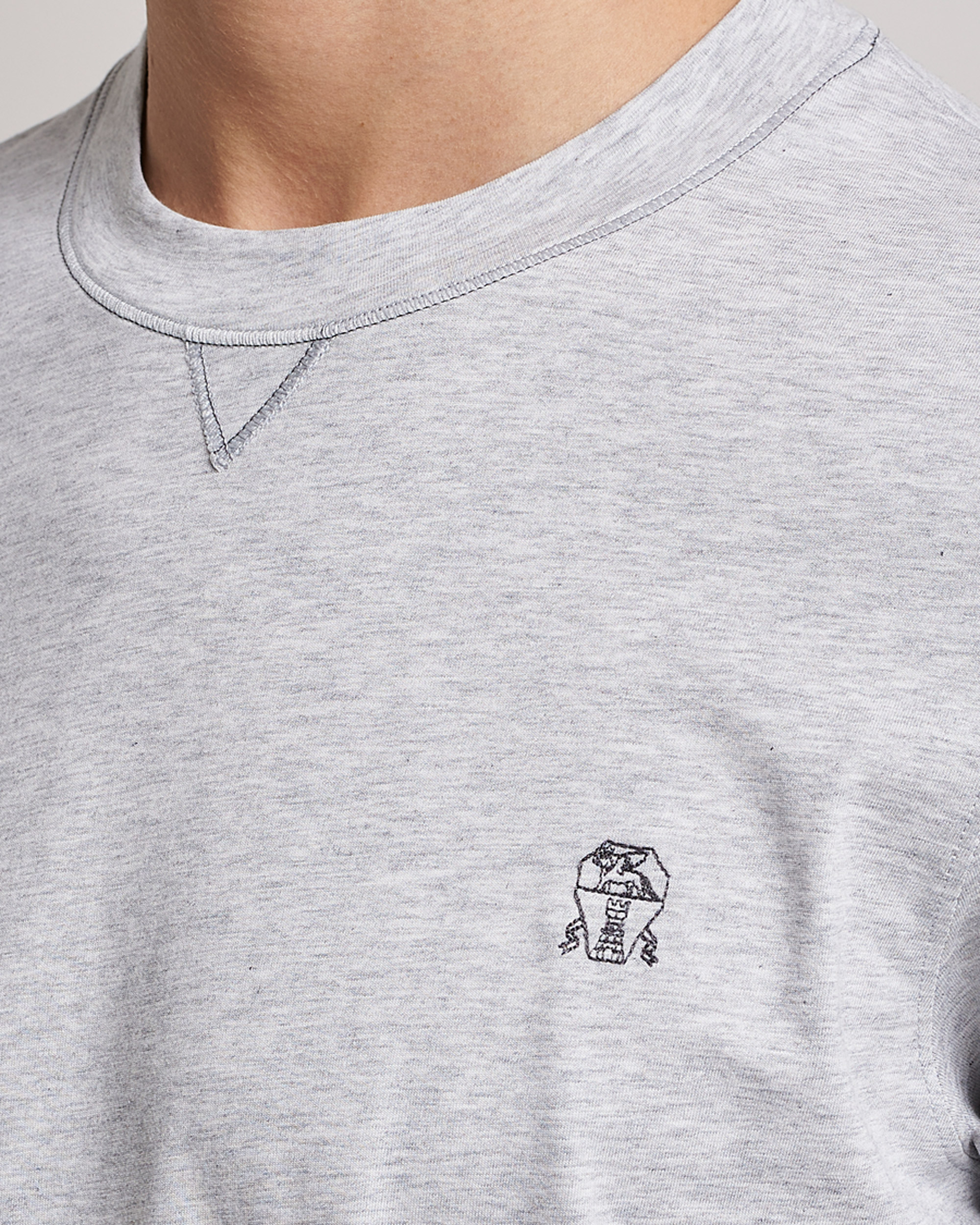 Mies | T-paidat | Brunello Cucinelli | Short Sleeve Logo T-shirt Light Grey