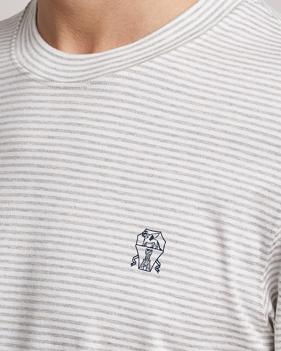 Mies | T-paidat | Brunello Cucinelli | Short Sleeve Striped T-Shirt Light Grey