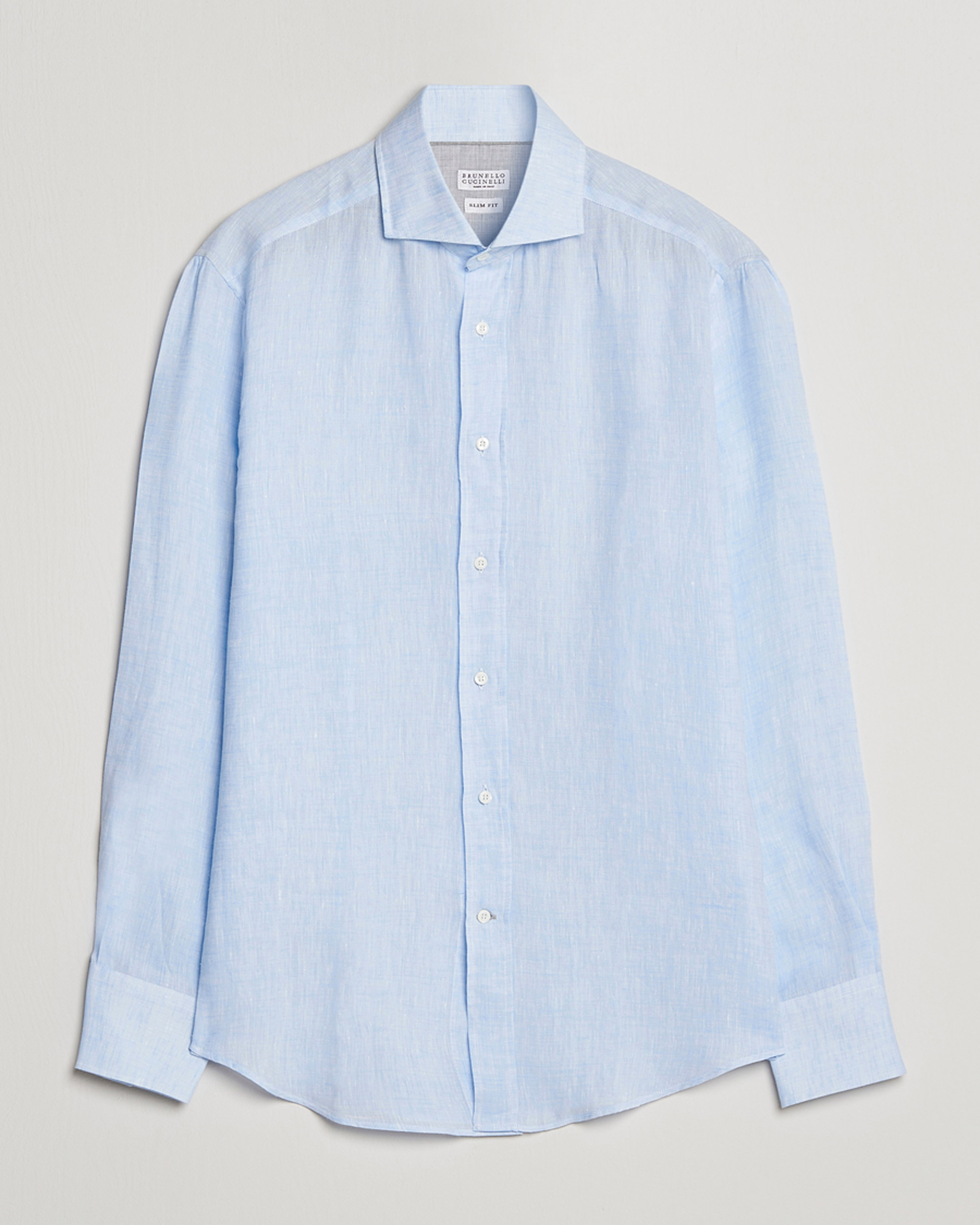 Mies | Kauluspaidat | Brunello Cucinelli | Slim Fit Linen Sport Shirt Light Blue
