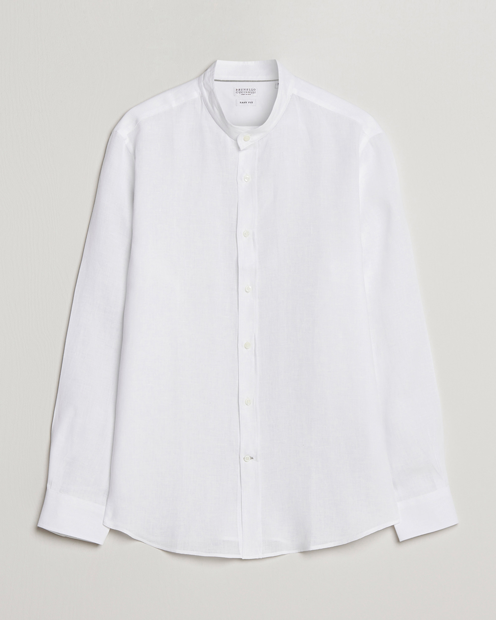 Mies | Kauluspaidat | Brunello Cucinelli | Linen Guru Collar Shirt White