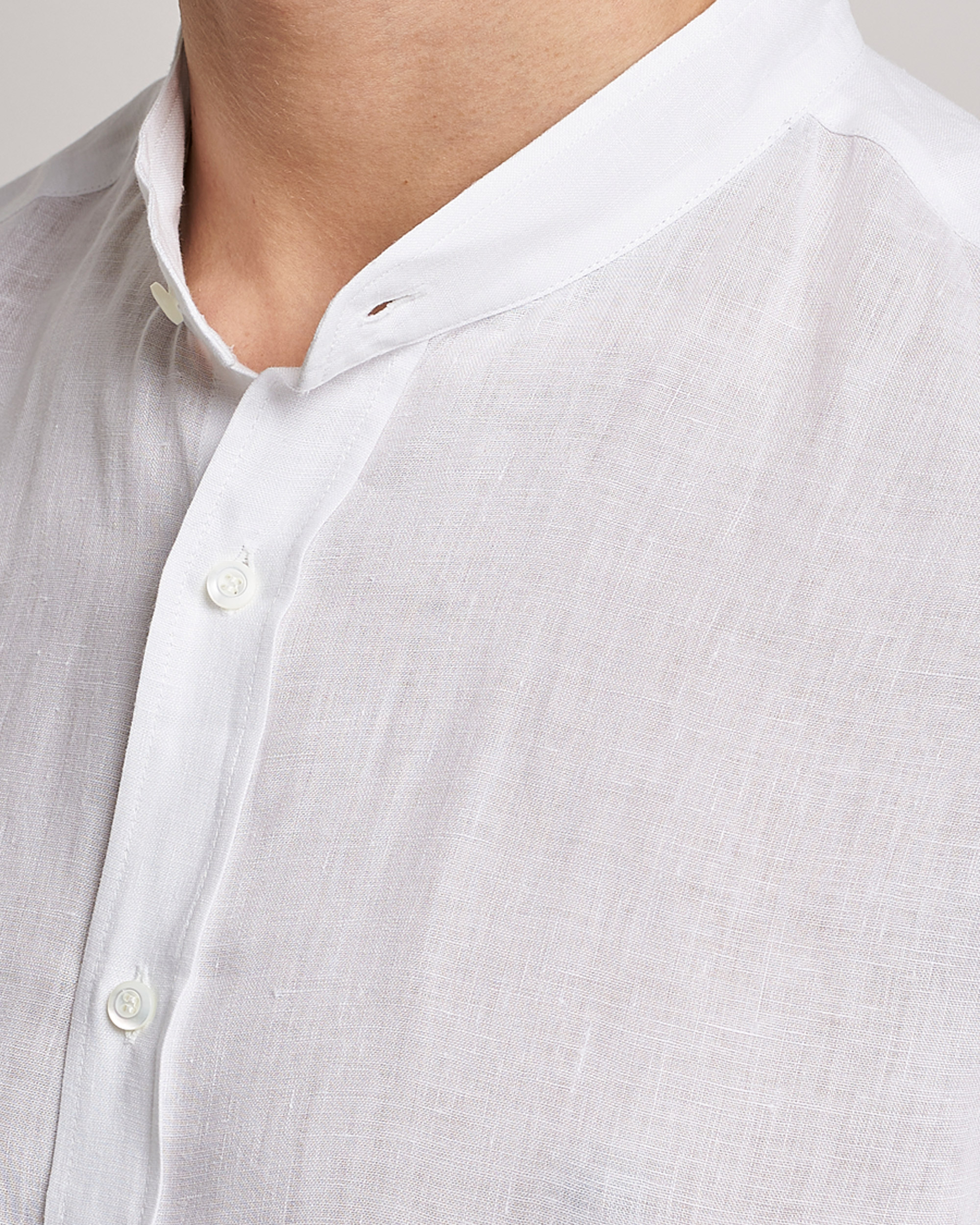 Mies | Kauluspaidat | Brunello Cucinelli | Linen Guru Collar Shirt White