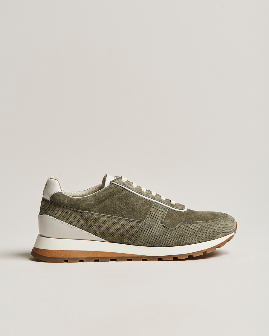 Mies | Brunello Cucinelli Perforated Running Sneakers Olive | Brunello Cucinelli | Perforated Running Sneakers Olive
