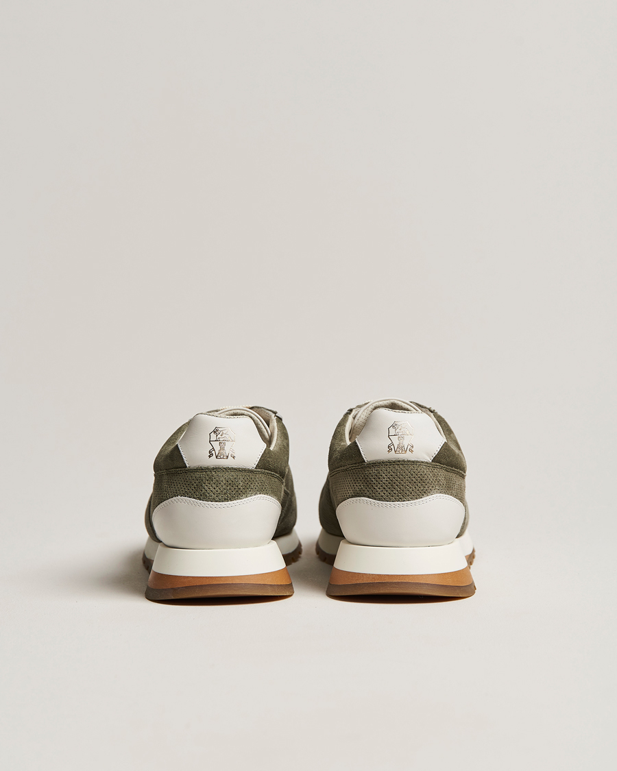 Mies | Brunello Cucinelli Perforated Running Sneakers Olive | Brunello Cucinelli | Perforated Running Sneakers Olive