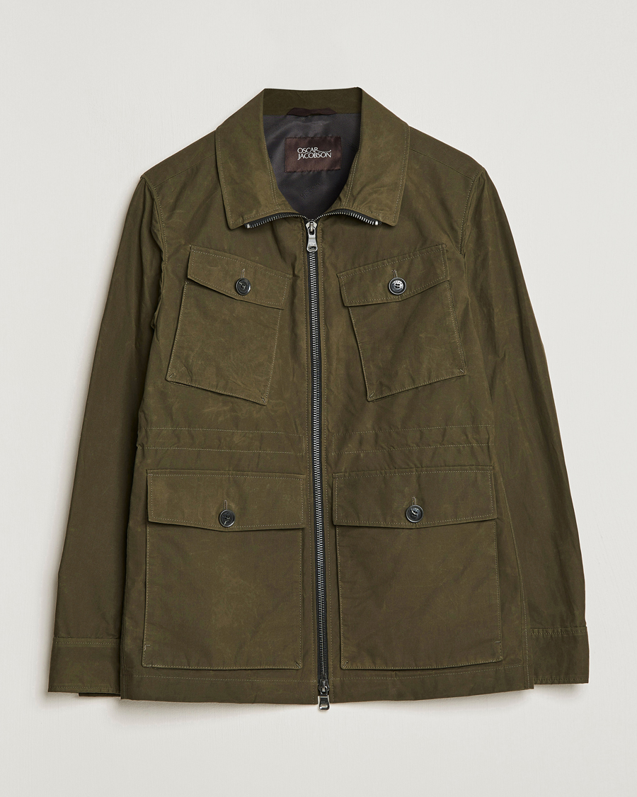 Mies | Takit | Oscar Jacobson | Balder Waxed Field Jacket Dark Green