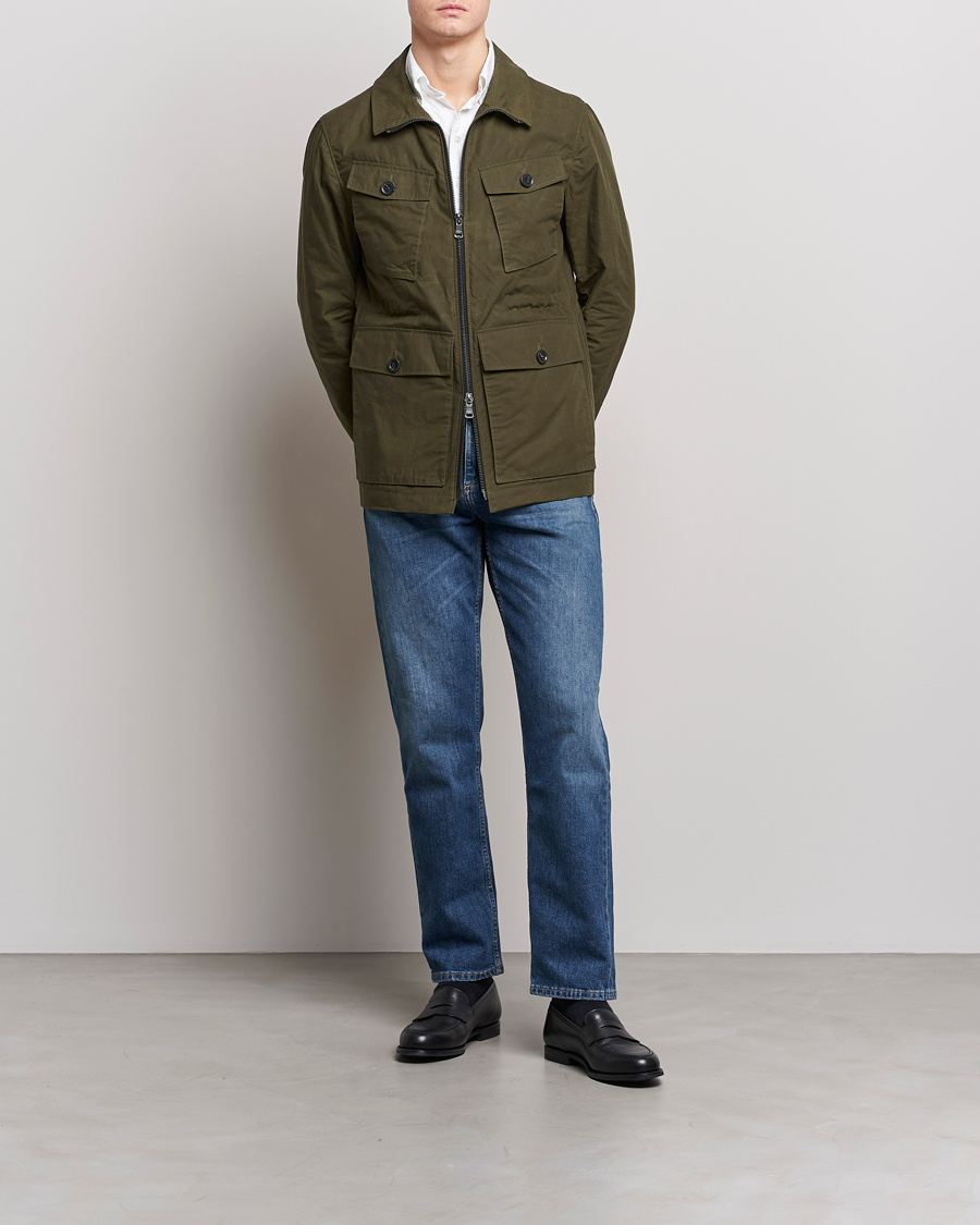 Mies | Takit | Oscar Jacobson | Balder Waxed Field Jacket Dark Green
