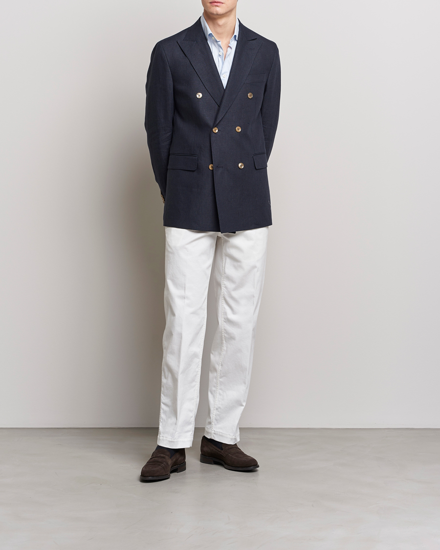 Mies | Pikkutakit | Oscar Jacobson | Farris Double Breasted Linen Blazer Navy