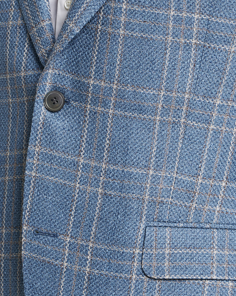 Mies | Pikkutakit | Oscar Jacobson | Fogerty Soft Cotton/Linen/Wool Blazer Light Blue