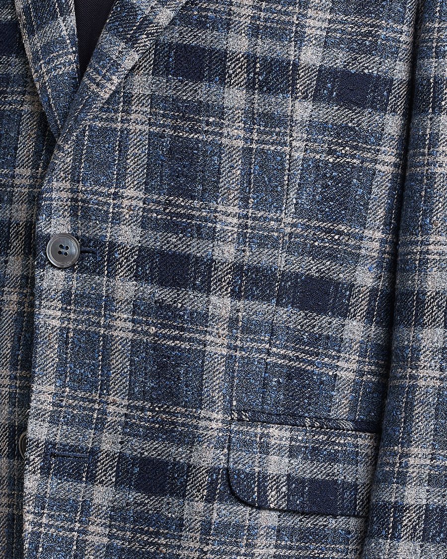 Mies | Pikkutakit | Oscar Jacobson | Ferry Soft Checked Linen Blazer Blue
