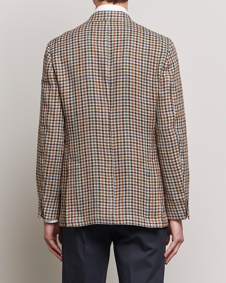 Mies | Pikkutakit | Oscar Jacobson | Ferry Checked Summer Tweed Linen/Silk Blazer Brown