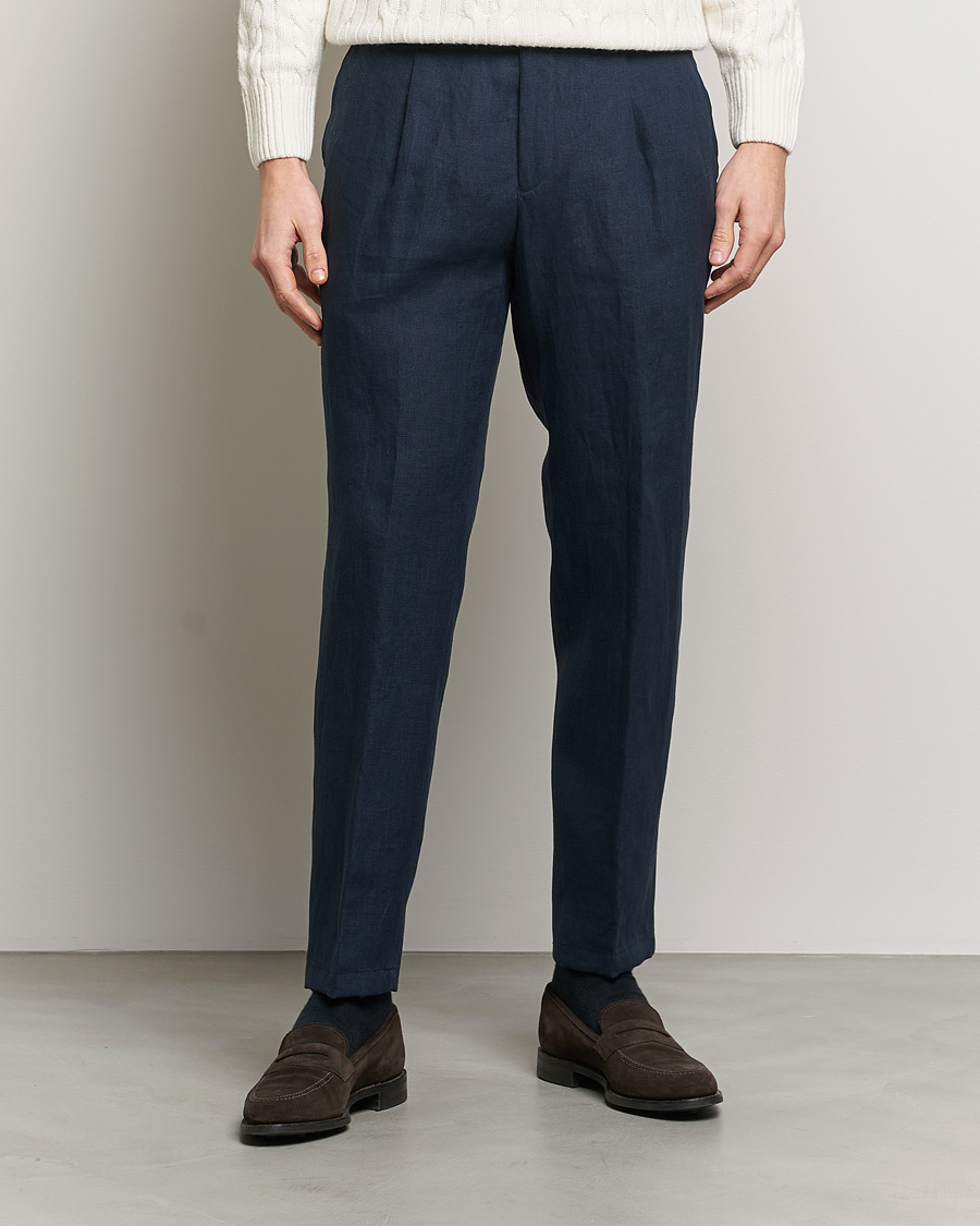 Mies |  | Oscar Jacobson | Delon Linen Trousers Navy