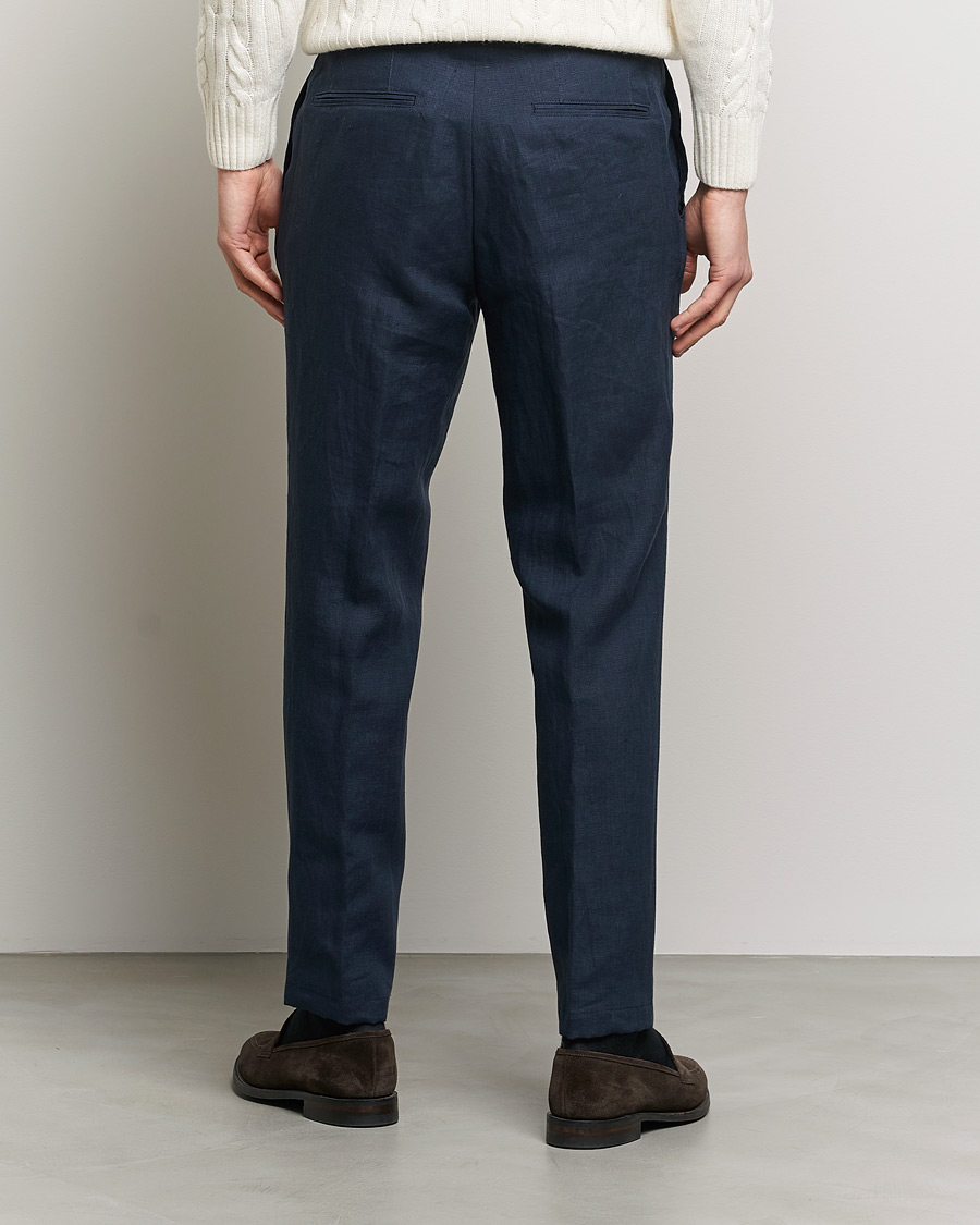 Mies | Housut | Oscar Jacobson | Delon Linen Trousers Navy