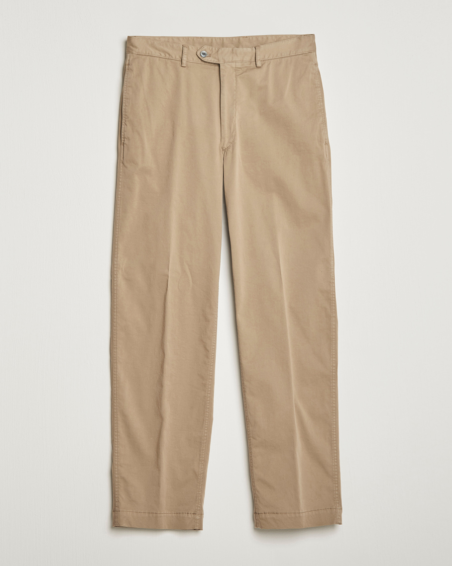 Mies | Housut | Oscar Jacobson | Tanker Pleat Cotton Trousers Beige