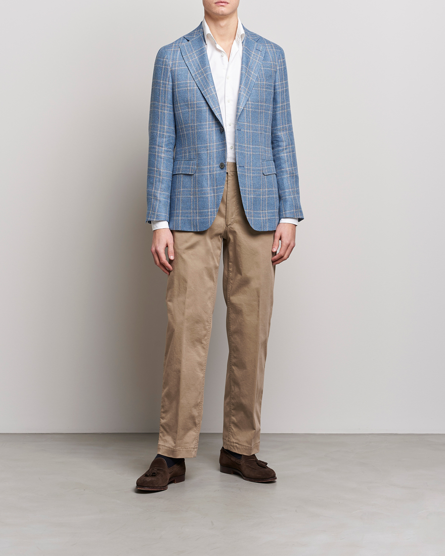 Mies | Housut | Oscar Jacobson | Tanker Pleat Cotton Trousers Beige