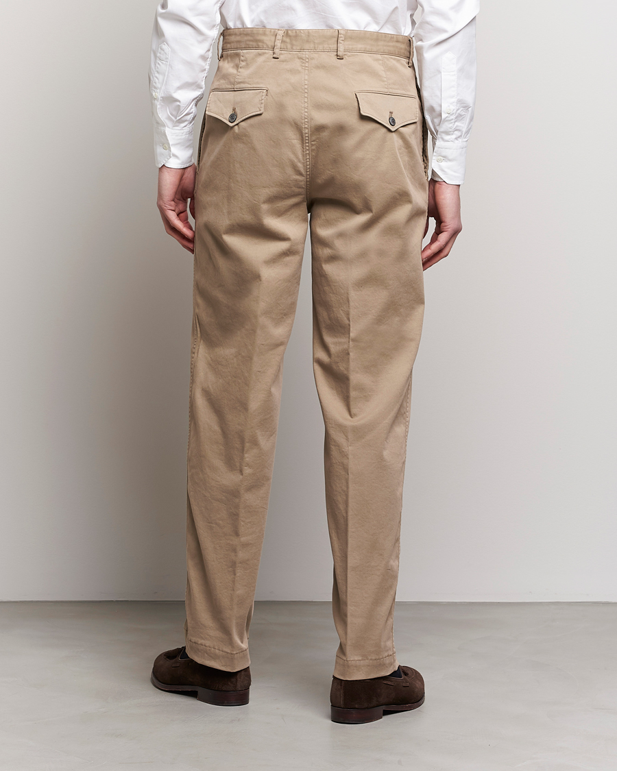 Mies | Housut | Oscar Jacobson | Tanker Pleat Cotton Trousers Beige