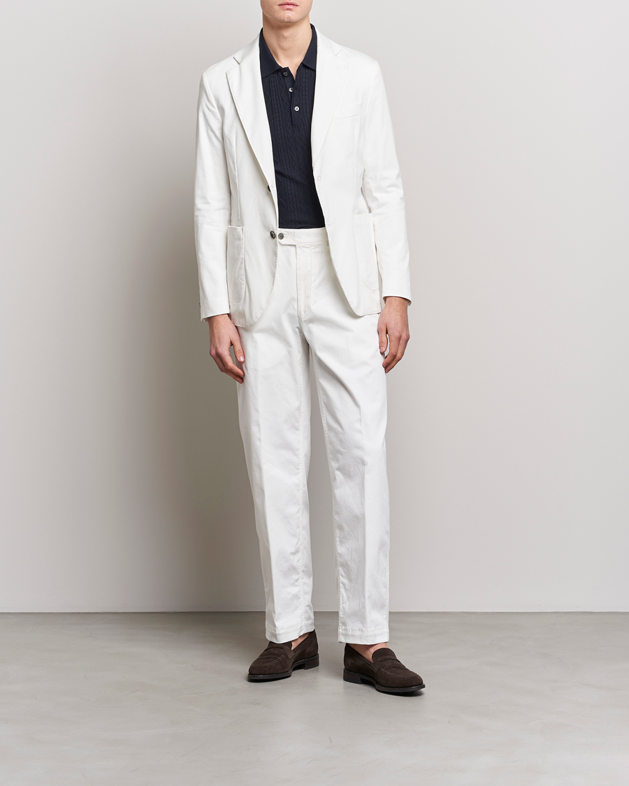 Mies | Housut | Oscar Jacobson | Tanker Pleat Cotton Trousers Off White