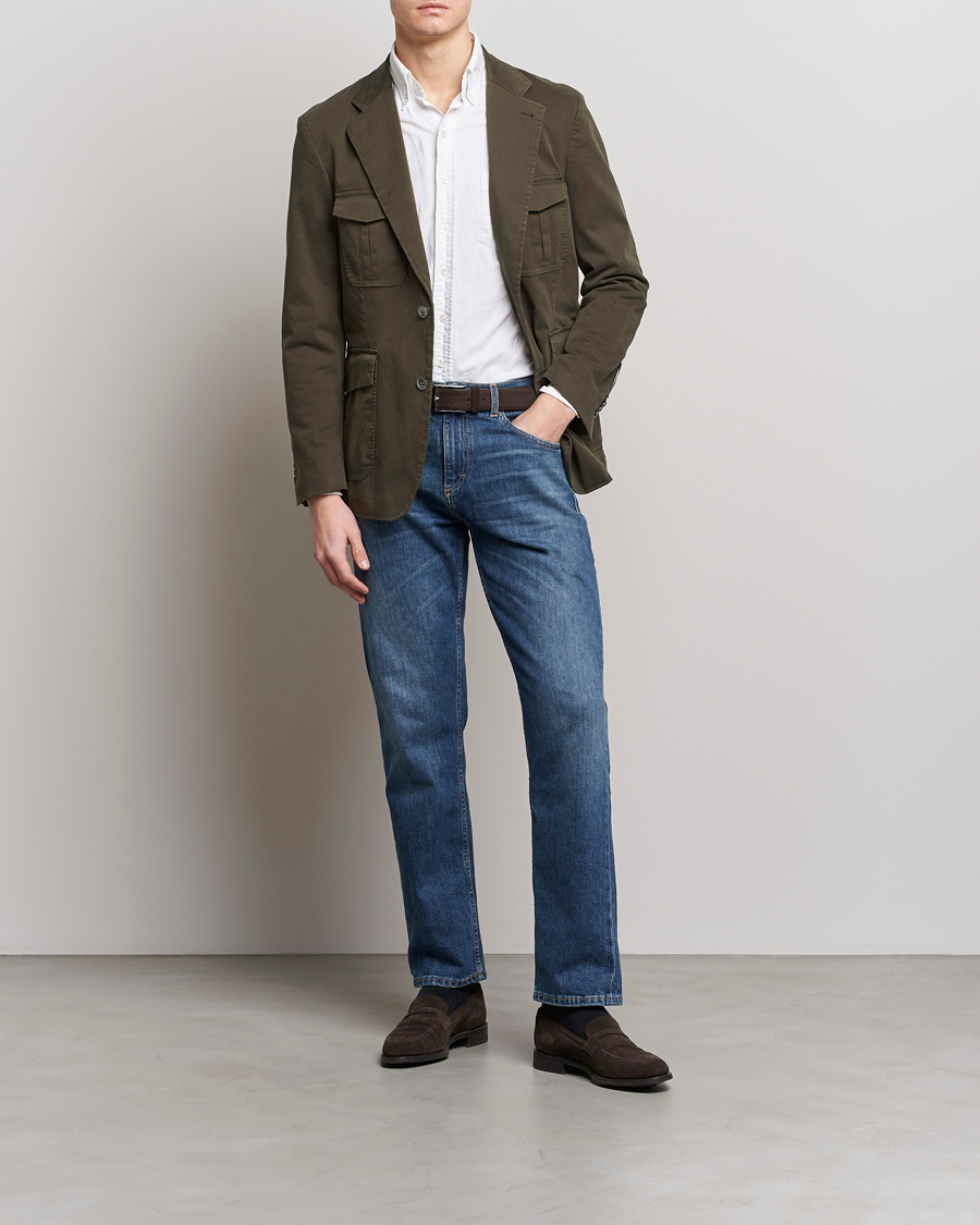 Mies | Pikkutakit | Oscar Jacobson | Friso Cotton Safari Blazer Dark Green