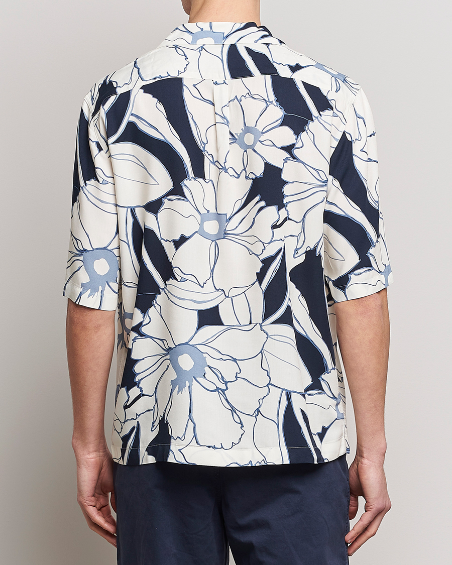 Mies | Kauluspaidat | Oscar Jacobson | Cuban Short Sleeve Flower Print Shirt White