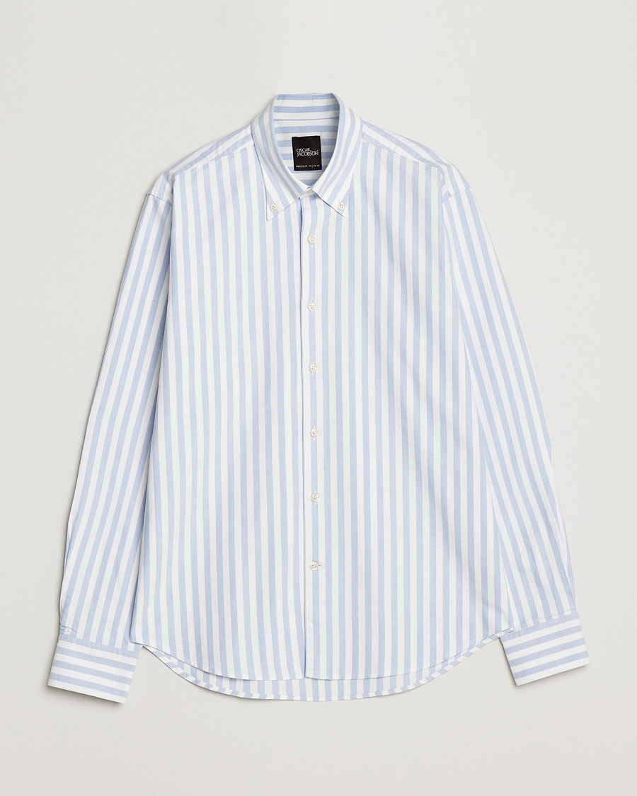 Mies | Kauluspaidat | Oscar Jacobson | Regular Fit Button Down Striped Oxford Shirt Blue