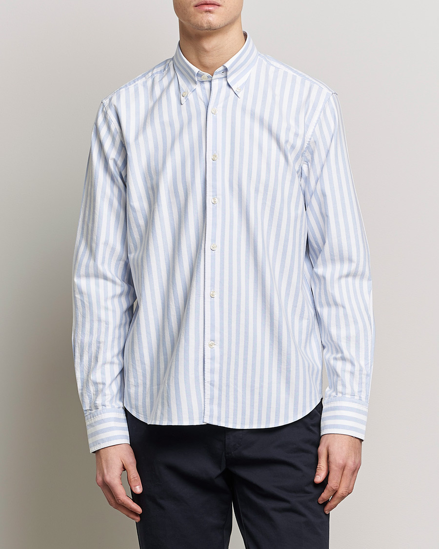 Mies | Vaatteet | Oscar Jacobson | Regular Fit Button Down Striped Oxford Shirt Blue
