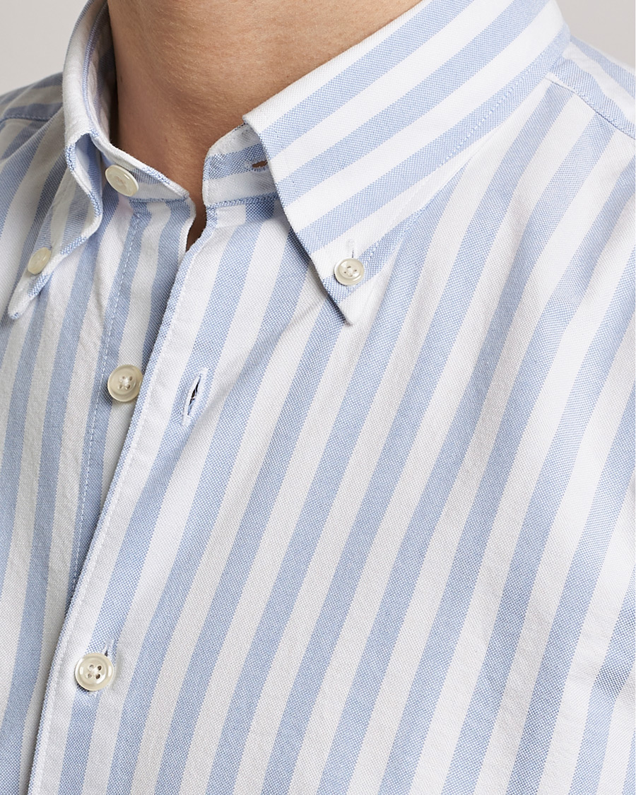 Mies | Kauluspaidat | Oscar Jacobson | Regular Fit Button Down Striped Oxford Shirt Blue