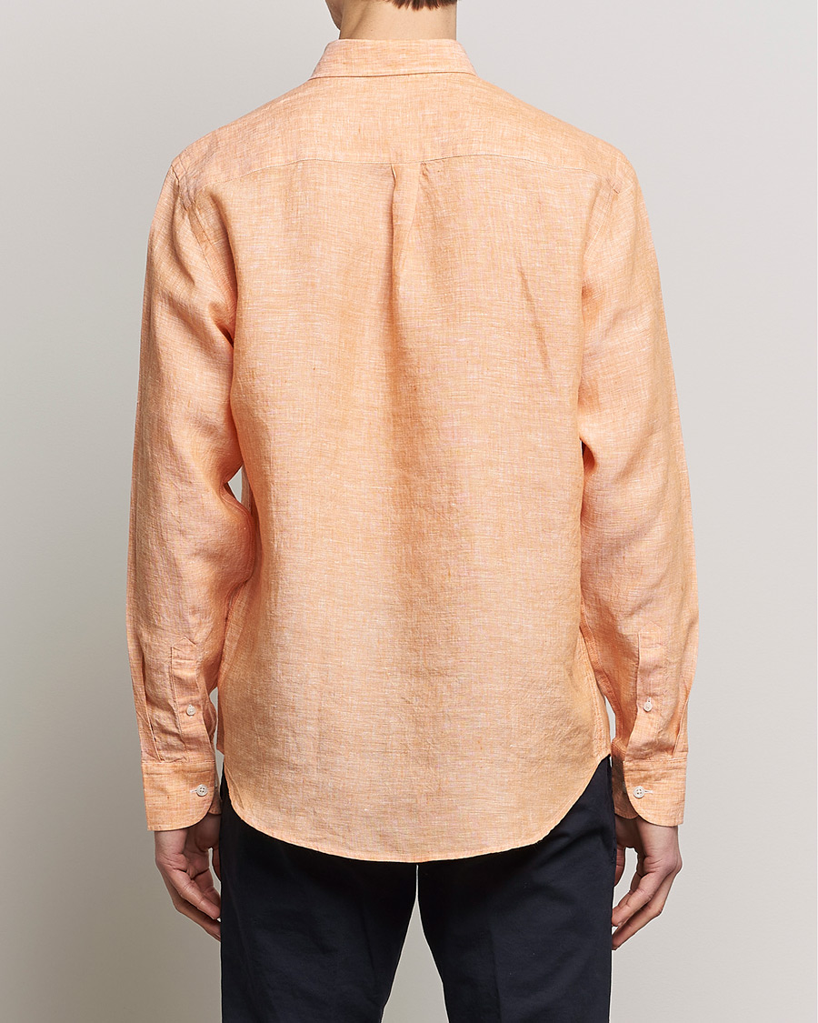 Mies | Kauluspaidat | Oscar Jacobson | Regular Fit Button Down Linen Shirt Orange