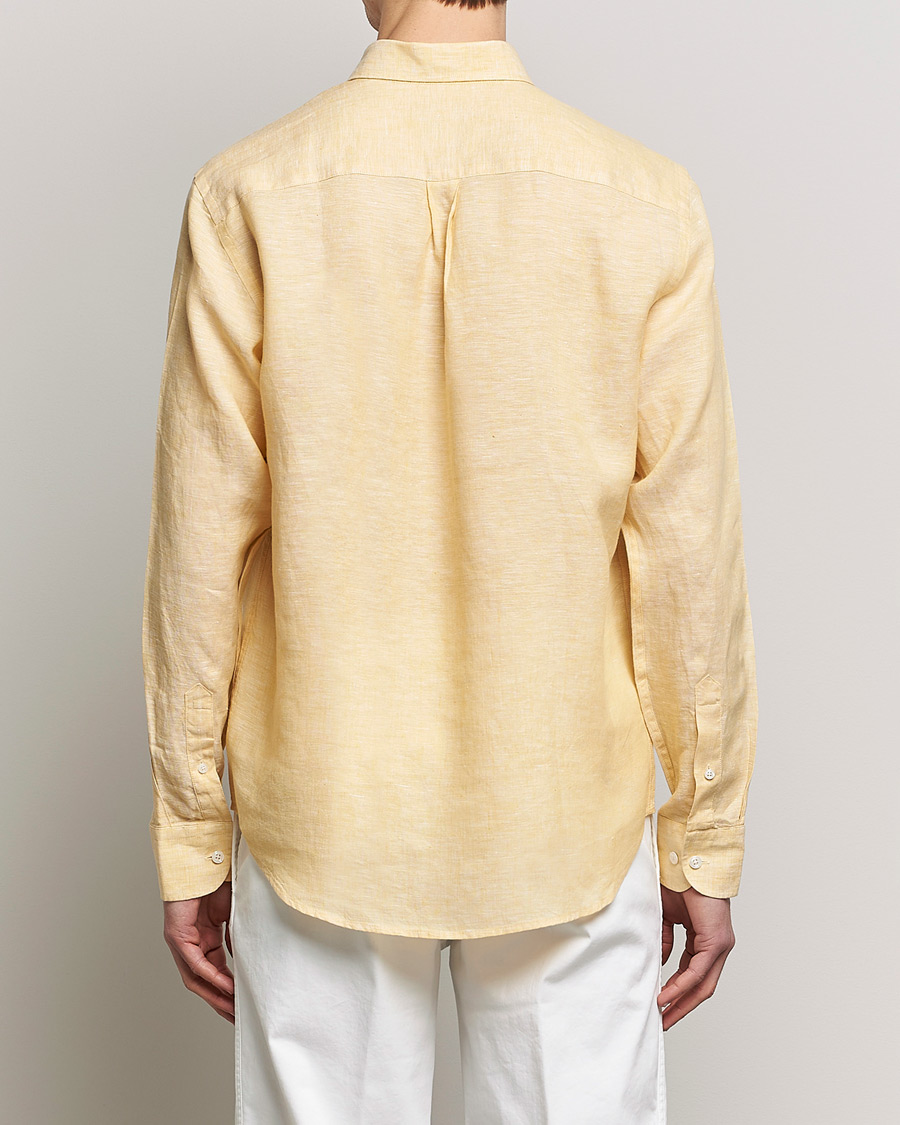 Mies | Kauluspaidat | Oscar Jacobson | Regular Fit Button Down Linen Shirt Yellow