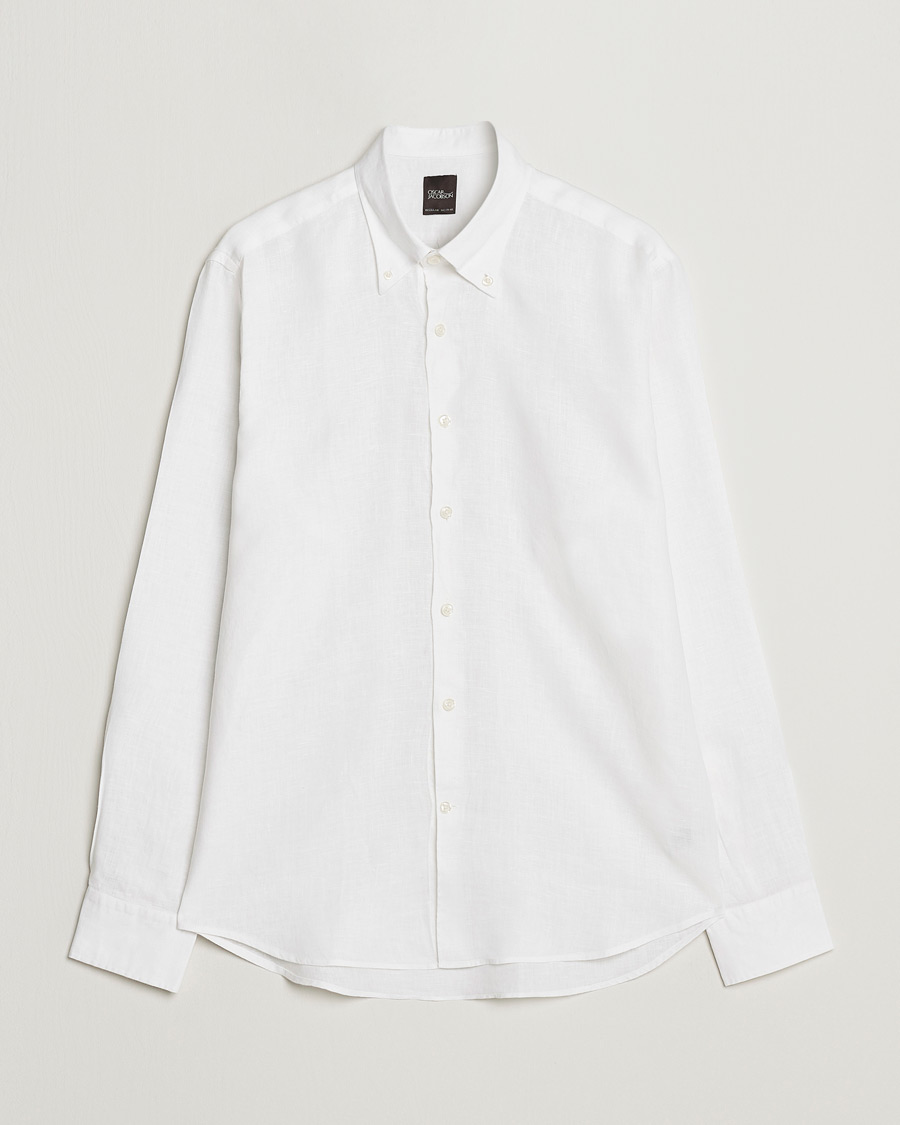 Mies | Kauluspaidat | Oscar Jacobson | Regular Fit Button Down Linen Shirt White