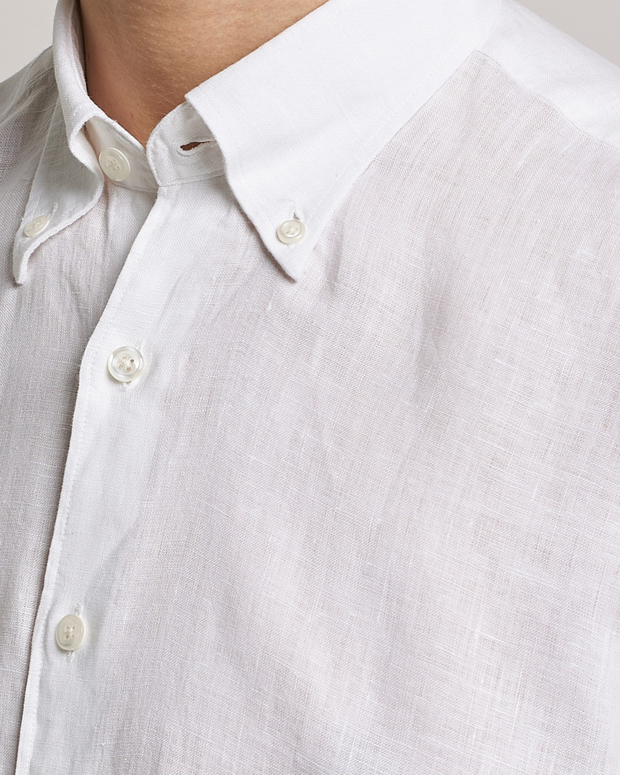 Mies | Kauluspaidat | Oscar Jacobson | Regular Fit Button Down Linen Shirt White