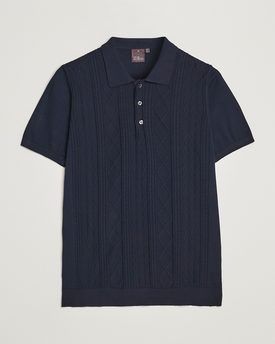 Mies | Pikeet | Oscar Jacobson | Bard Short Sleeve Structured Cotton Polo Navy