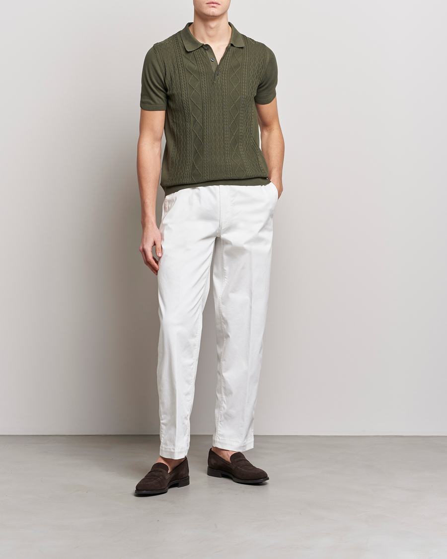 Mies | Pikeet | Oscar Jacobson | Bard Short Sleeve Structured Cotton Polo Olive