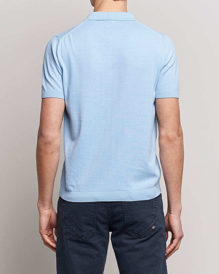 Mies | Pikeet | Oscar Jacobson | Otto Short Sleeve Zip Polo Light Blue