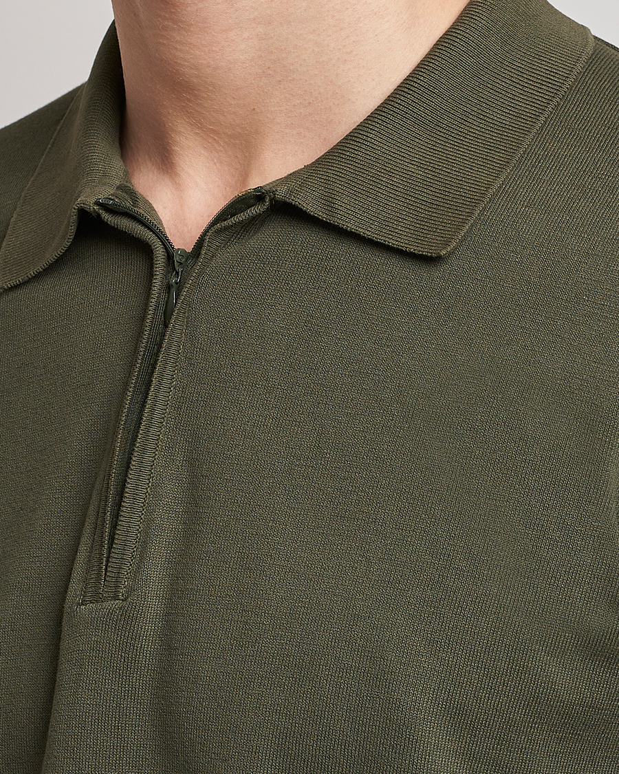 Mies | Pikeet | Oscar Jacobson | Otto Short Sleeve Zip Polo Olive