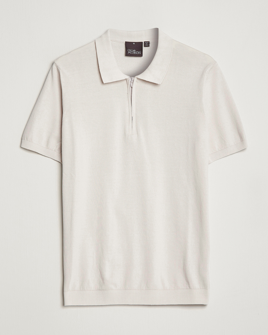 Mies | Pikeet | Oscar Jacobson | Otto Short Sleeve Zip Polo Creme