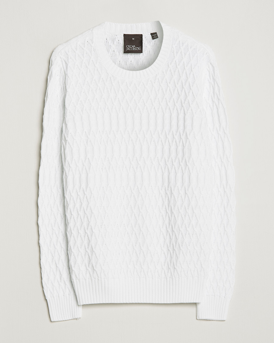Mies | Puserot | Oscar Jacobson | Cotton Fisherman Sweatshirt White