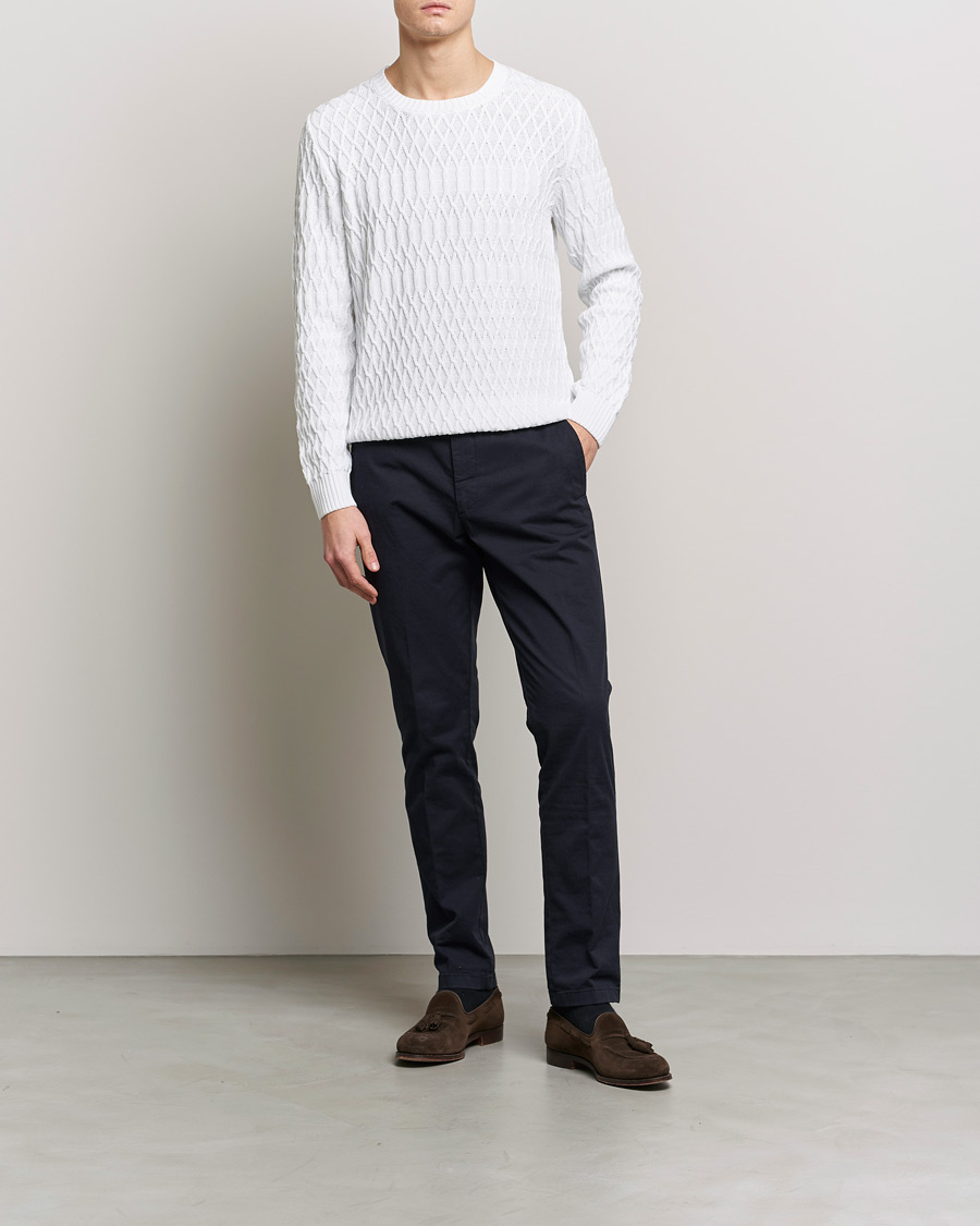 Mies | Puserot | Oscar Jacobson | Cotton Fisherman Sweatshirt White