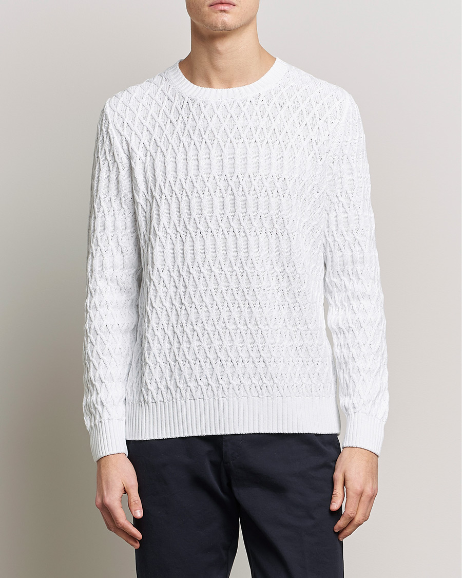 Mies | Puserot | Oscar Jacobson | Cotton Fisherman Sweatshirt White