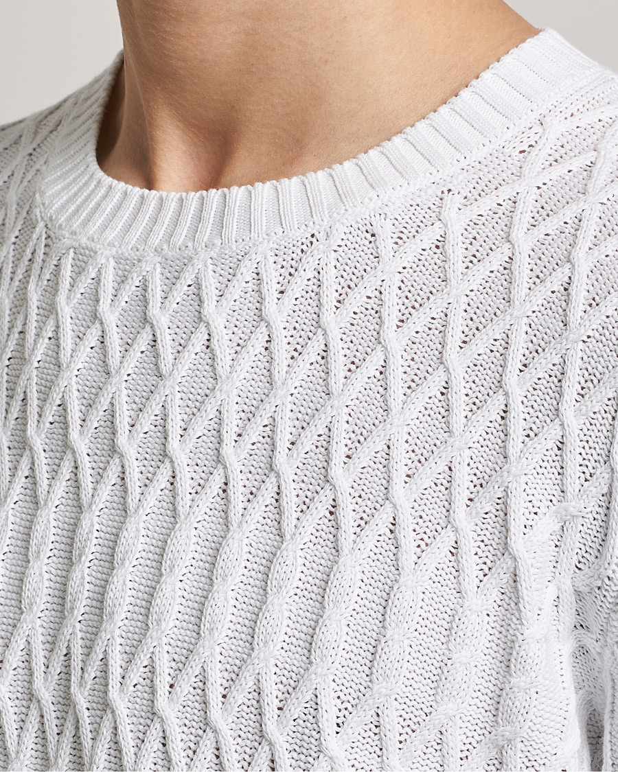 Mies | Puserot | Oscar Jacobson | Cotton Fisherman Sweatshirt White