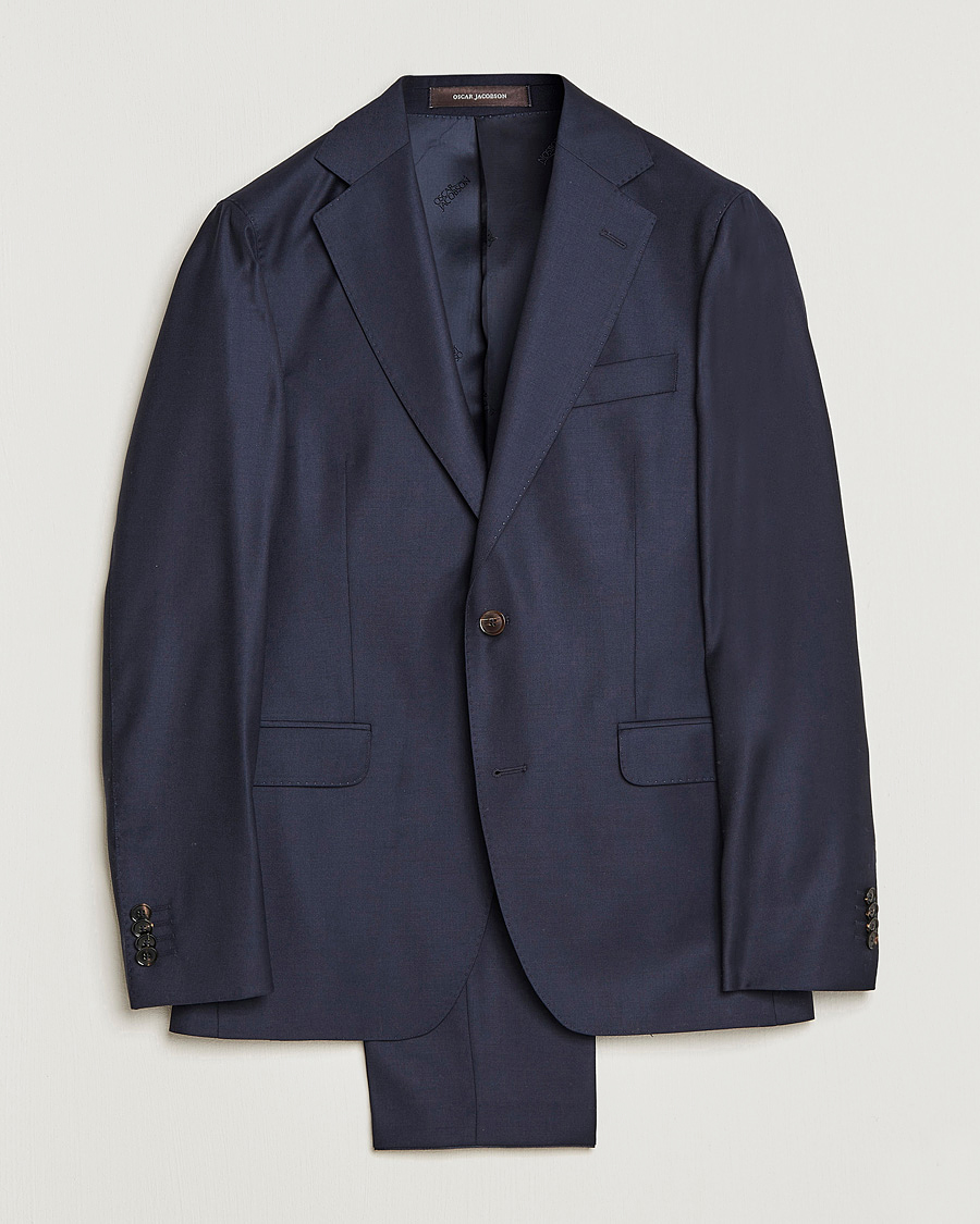Mies | Puvut | Oscar Jacobson | Ego Loro Piana Zelander Merino Wool Suit Navy