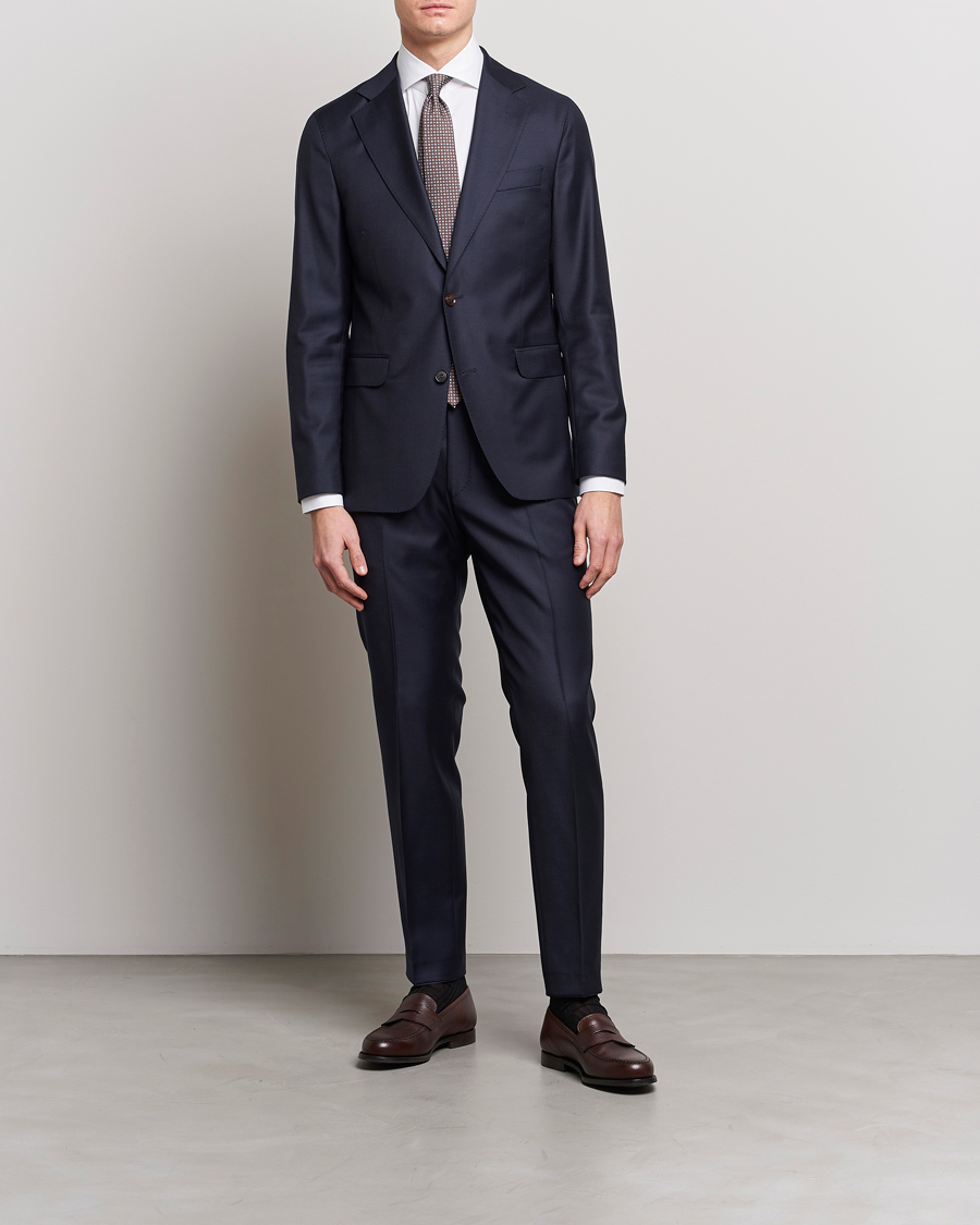 Mies | Puvut | Oscar Jacobson | Ego Loro Piana Zelander Merino Wool Suit Navy