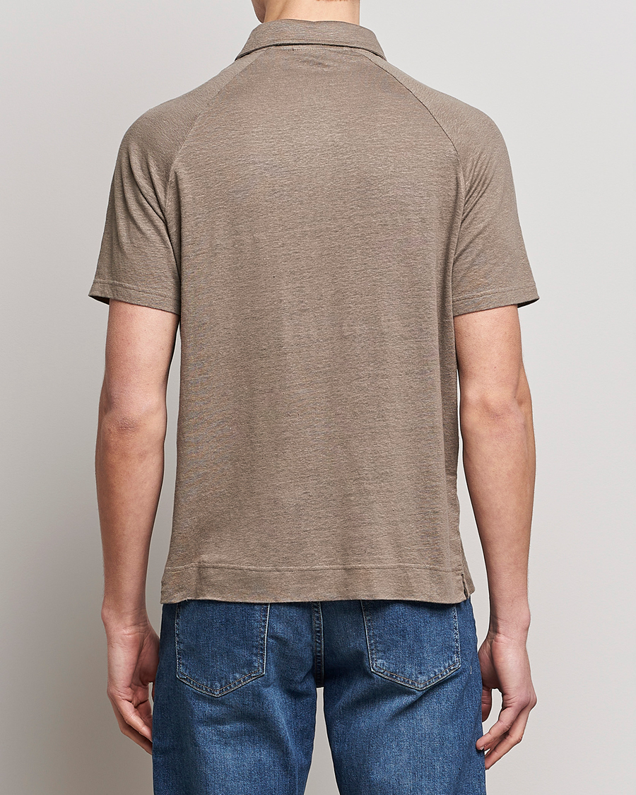 Mies | Kauluspaidat | Oscar Jacobson | Albin Short Sleeve Linen Polo Taupe