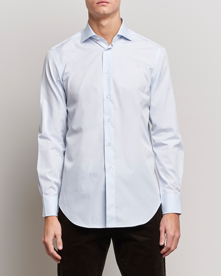 Mies | Bisnespaidat | Kamakura Shirts | Slim Fit Broadcloth Shirt Light Blue