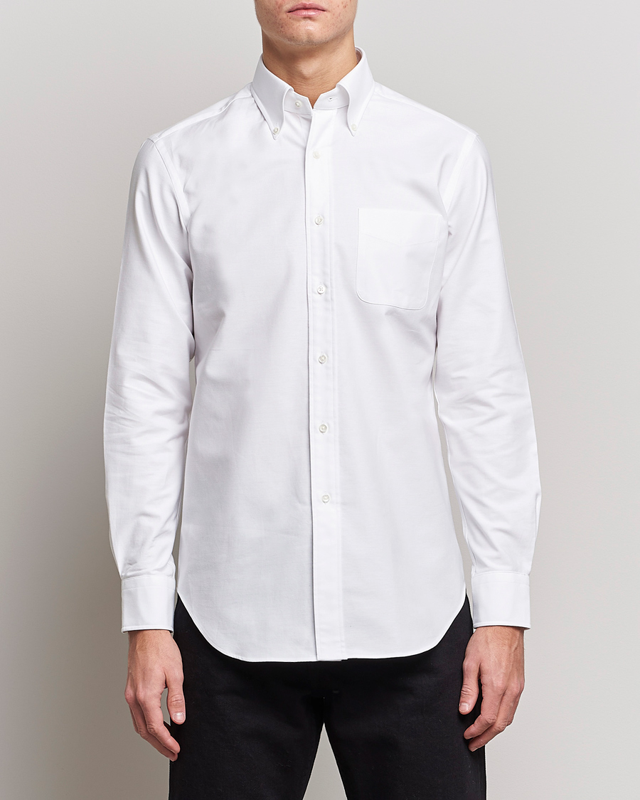 Mies | Rennot | Kamakura Shirts | Slim Fit Oxford BD Shirt White