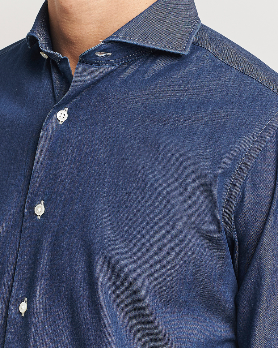Mies | Kauluspaidat | Kamakura Shirts | Slim Fit Denim Shirt Dark Indigo