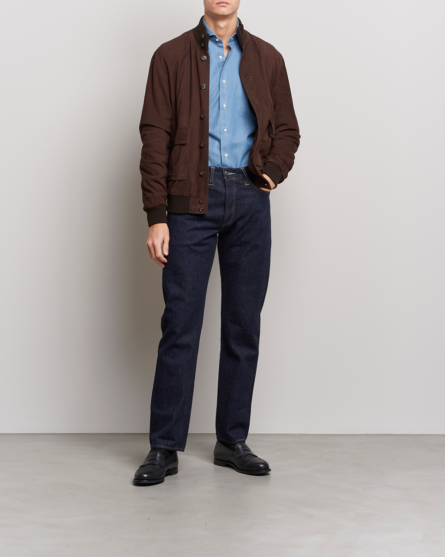 Mies | Kauluspaidat | Kamakura Shirts | Slim Fit Denim Shirt Light Indigo