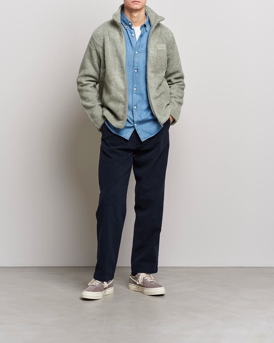 Mies | Puserot | NN07 | Nil Pile Full Zip Jacket Forest Mint